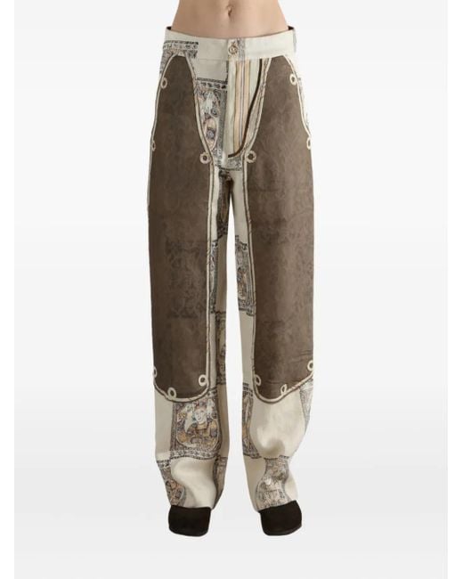 Commun's Gray Patterned Panelled Trousers