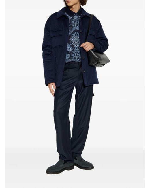 Etro Blue Patch-Pocket Cashmere Jacket for men