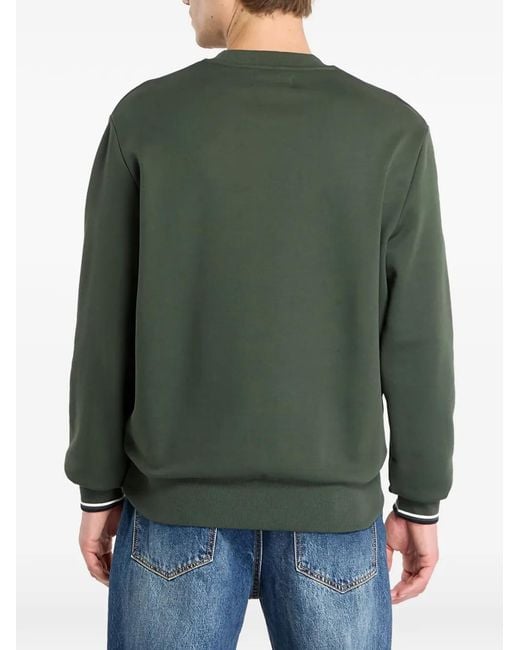 Fred Perry Green Crew-Neck Logo Sweatshirt for men