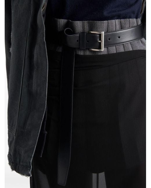 Prada Black Semi-sheer Midi Pencil Skirt