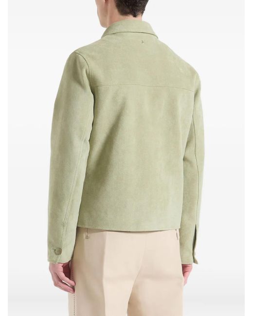 Manière De Voir Green Michel Suede-Effect Jacket With Revere Collar for men