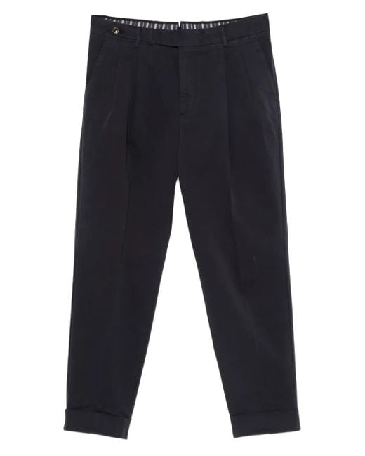 PT Torino Blue Pleat-Detail Tailored Trousers for men
