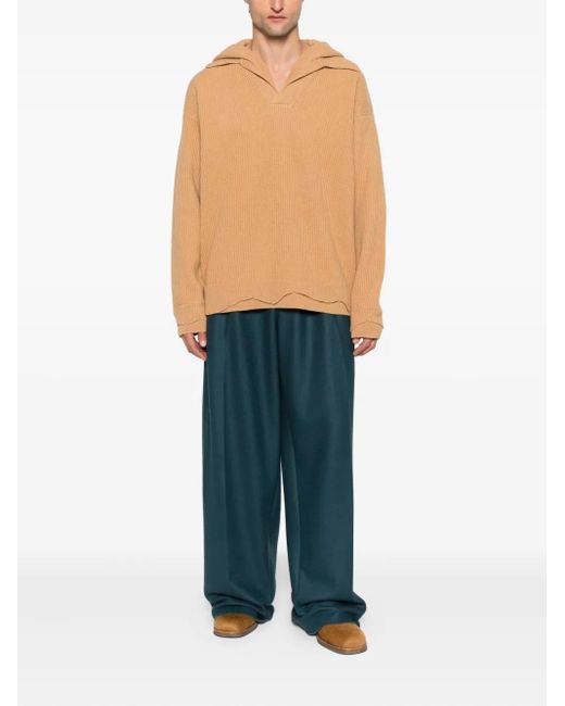 Laneus Natural Ribbed Hoodie for men