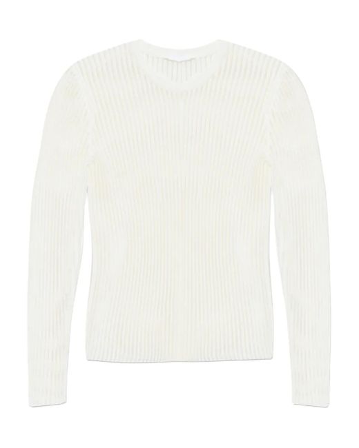 Helmut Lang White Ribbed Long-Sleeve Top
