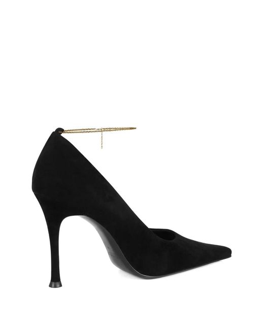 POTAMY Black Chain Suede Pumps
