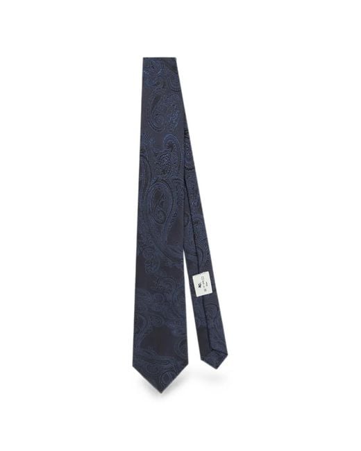 Etro Blue Silk Jacquard Tie With Paisley Motif for men