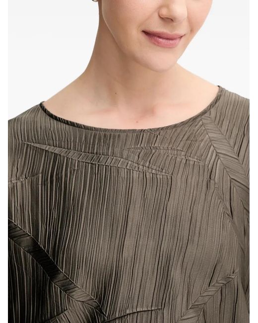 Joseph Ribkoff Gray Geometric-Pattern Pleated Top