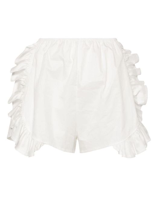 Pantalones cortos Peony con ribete de volantes Ioana Ciolacu de color White