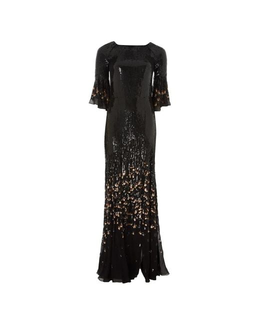 Temperley London Black Celestial Sequin-Embellished Maxi Dress