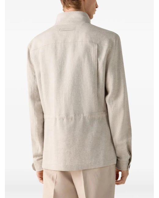 Zegna White Oasi Lino Field Jacket for men