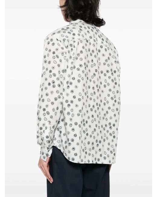 Maison Kitsuné White Graphic-Print Cotton Shirt for men