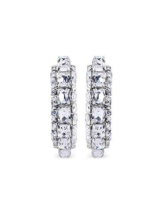 Area White Crystal Hoops Earrings
