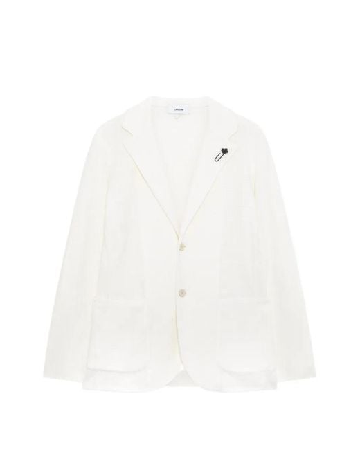 Lardini White Single-Breasted Ribbed Blazer for men