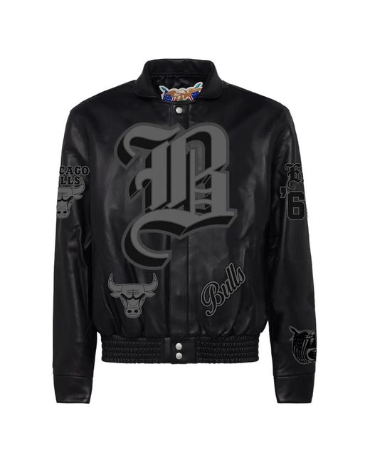 Jeff Hamilton Black Chicago Bulls Varsity Bomber Jacket for men