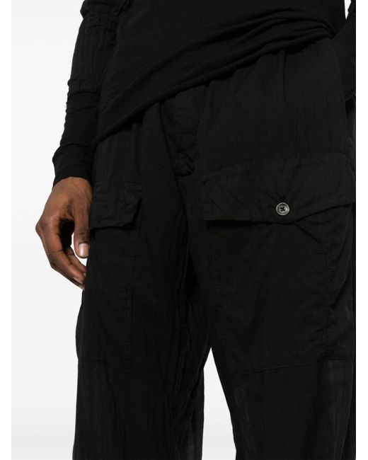 Masnada Black Semi-sheer Cotton Trousers for men