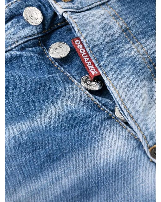 DSquared² Blue Icon Printed Slim-Cut Jeans for men