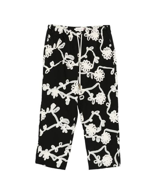 Honor The Gift White Embroidered Drawstring Trousers for men