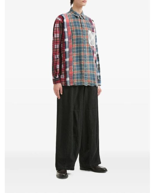 Needles Blue Patchwork Panelled Shirt for men