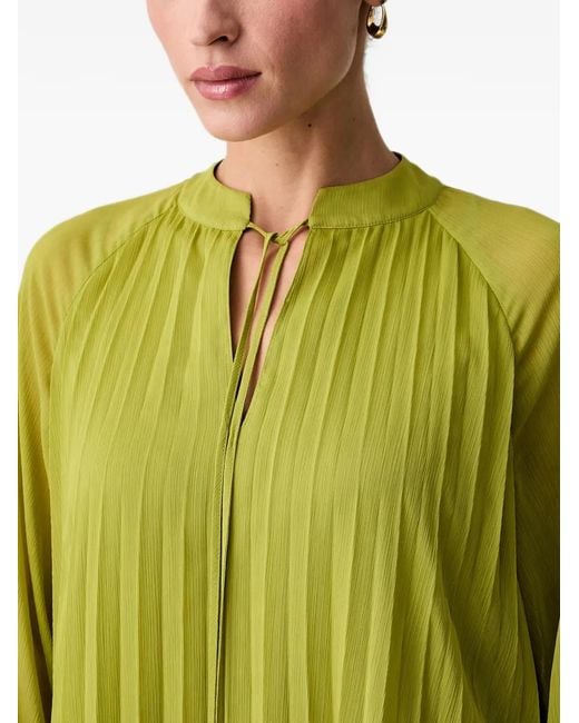 Joop! Green Pleated Tie-Fastening Long-Sleeved Mini Dress