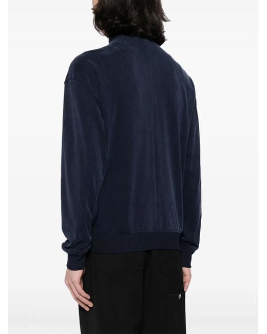 Giorgio Armani Blue Logo-Embroidered Track Jacket for men