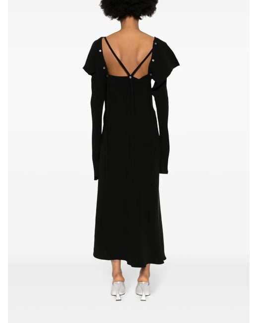 Setchu Black Seiden-Maxikleid Mit Abnehmbaren Ärmeln