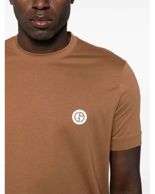 T-shirt con logo di Giorgio Armani in Brown da Uomo