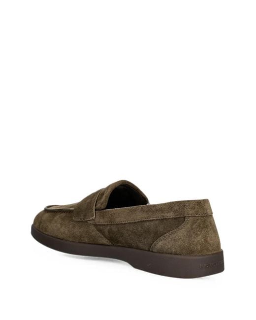 Michael Kors Brown Logo-Plaque Suede Loafers for men