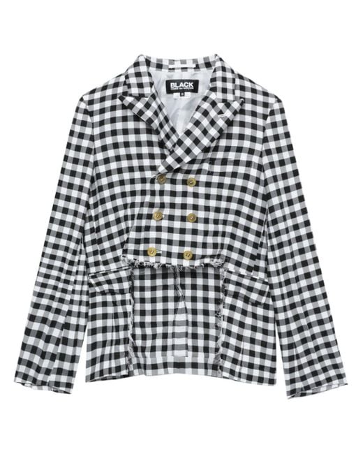 Black Comme Des Garçons satin-finish checked jacket - Red
