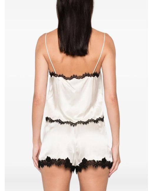 Doen Kanten Top Met Vierkante Hals in het White