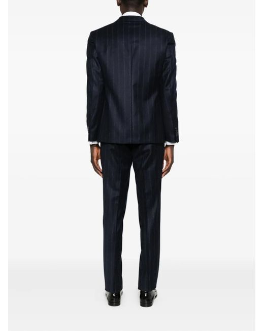 Luigi Bianchi Blue Pinstripe Double-Breasted Suit for men