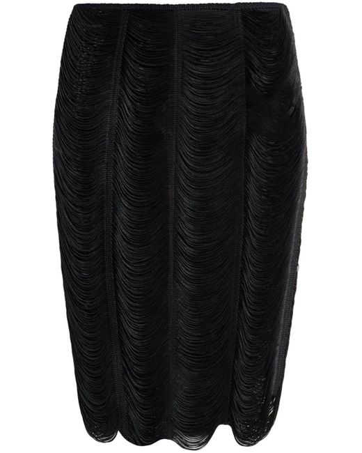 Minijupe drapée à franges Tom Ford en coloris Black