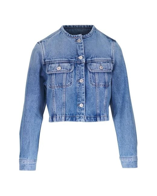 Citizens of Humanity Blue Buttoned Cropped Jacket