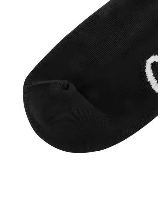 Evisu Black Logo-Intarsia Ribbed-Knit Socks