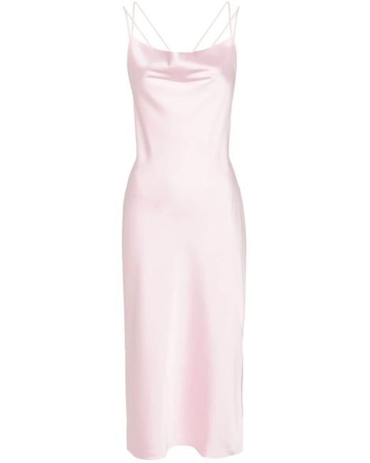 ROTATE BIRGER CHRISTENSEN Pink Satin Midi Slip Dress