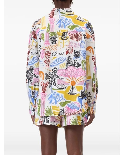 Closed White Oversized Printed Shirt