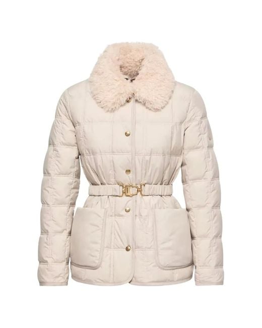 Moncler Natural Cygnes Belted Short Down Jacket