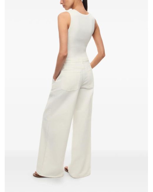 12 STOREEZ White Drawstring Wide-Leg Jeans