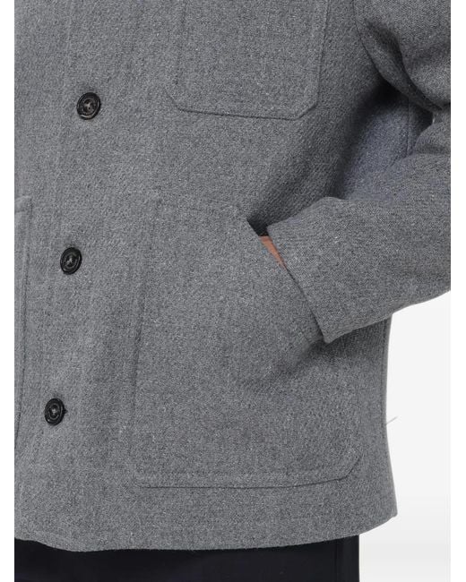Brooksfield Gray Patch-Pocket Wool-Blend Coat for men