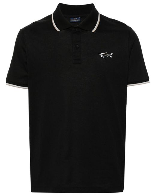 Paul & Shark Piqué Poloshirt Met Logoprint in het Black voor heren