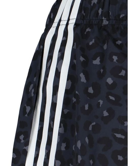 Adidas Blue Originals Wide-Leg Leopard-Print Track Pants