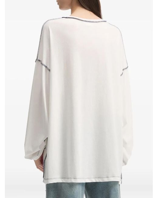 Mini Cream White Graphic-Print Long-Sleeve T-Shirt