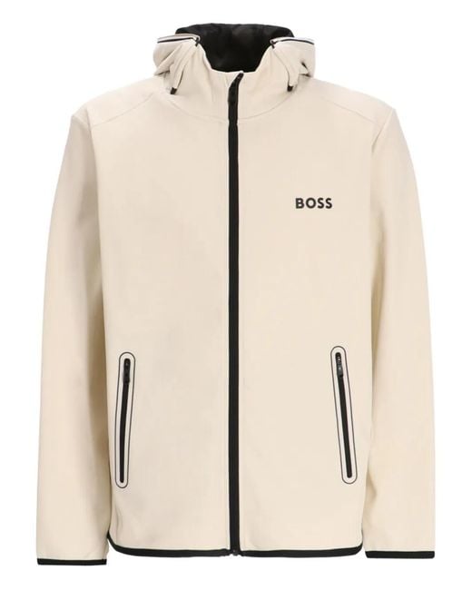 Boss Natural Hooded Zip-Front Jacket for men