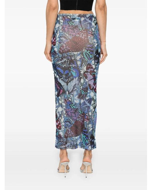 Jean Paul Gaultier Blue The Butterfly Pencil Skirt