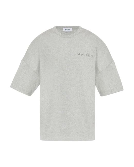 McQueen White Logo-Print T-Shirt for men