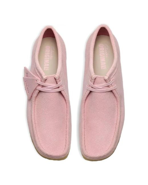 Clarks Pink Wallabee Suede Desert Boots for men