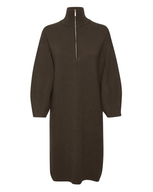 Gestuz Brown Zip-Front Mini Dress