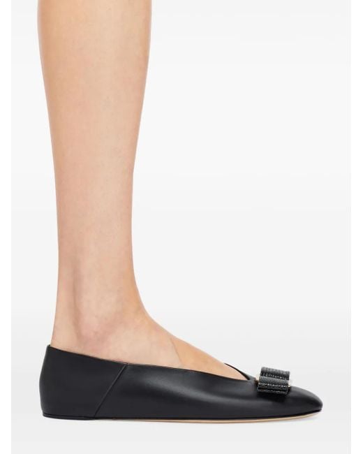 Ferragamo Black Bow Detail Ballet Flat