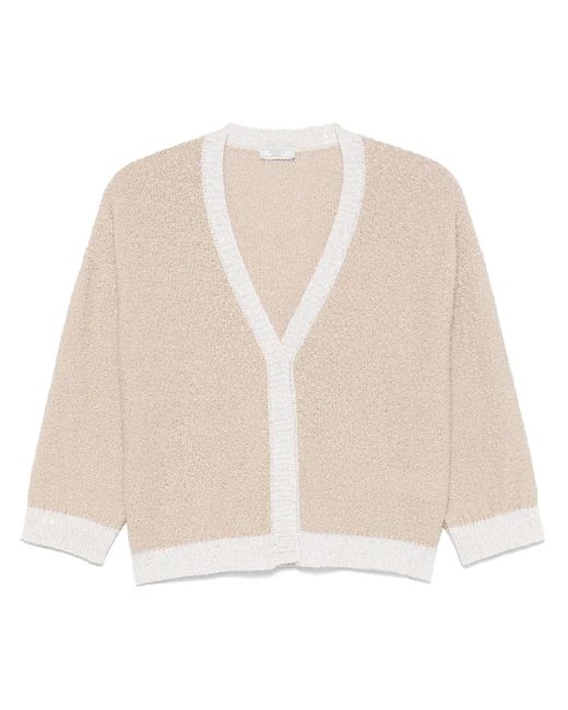 Peserico Natural Cardigan Mit Pailletten