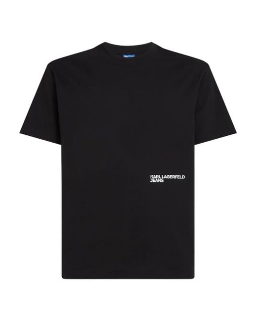 Karl Lagerfeld Black Logo-Print T-Shirt for men