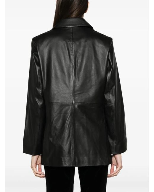 Reformation Leren Blazer in het Black